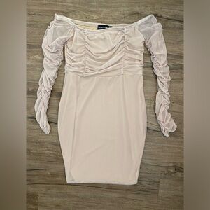 Nude Pretty Little Thing Long Sleeve Dress